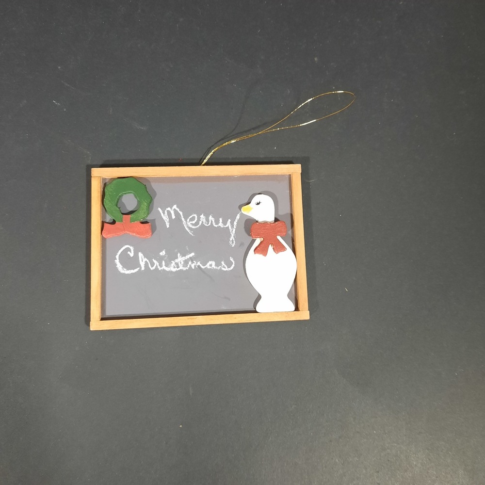 Merry‎ Christmas Mini Chalkboard Ornament w/ Wreath & Goose